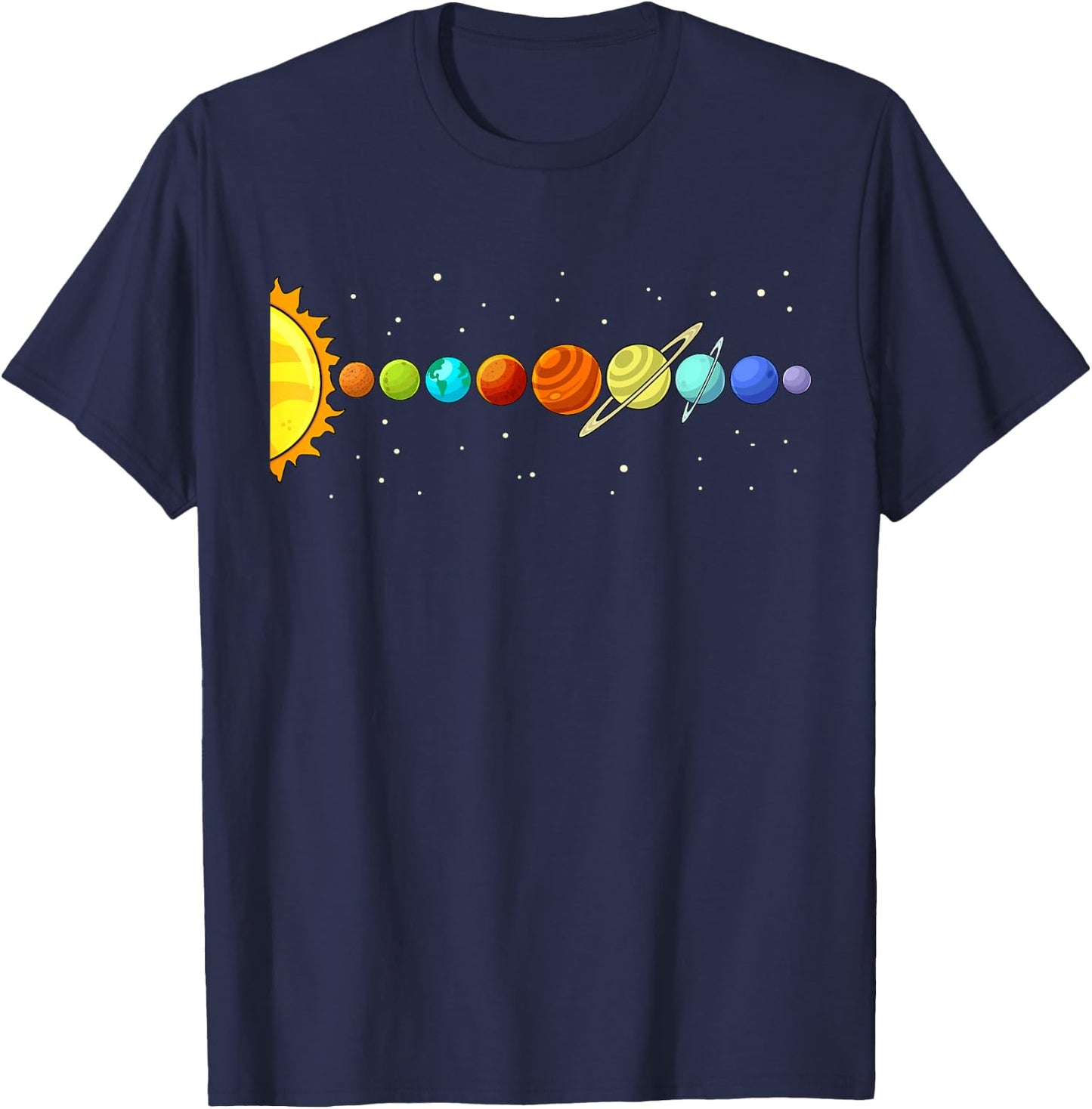 Colorful Planets Solar Systems Boys Space Science T-Shirt - T-Shirt | Navy