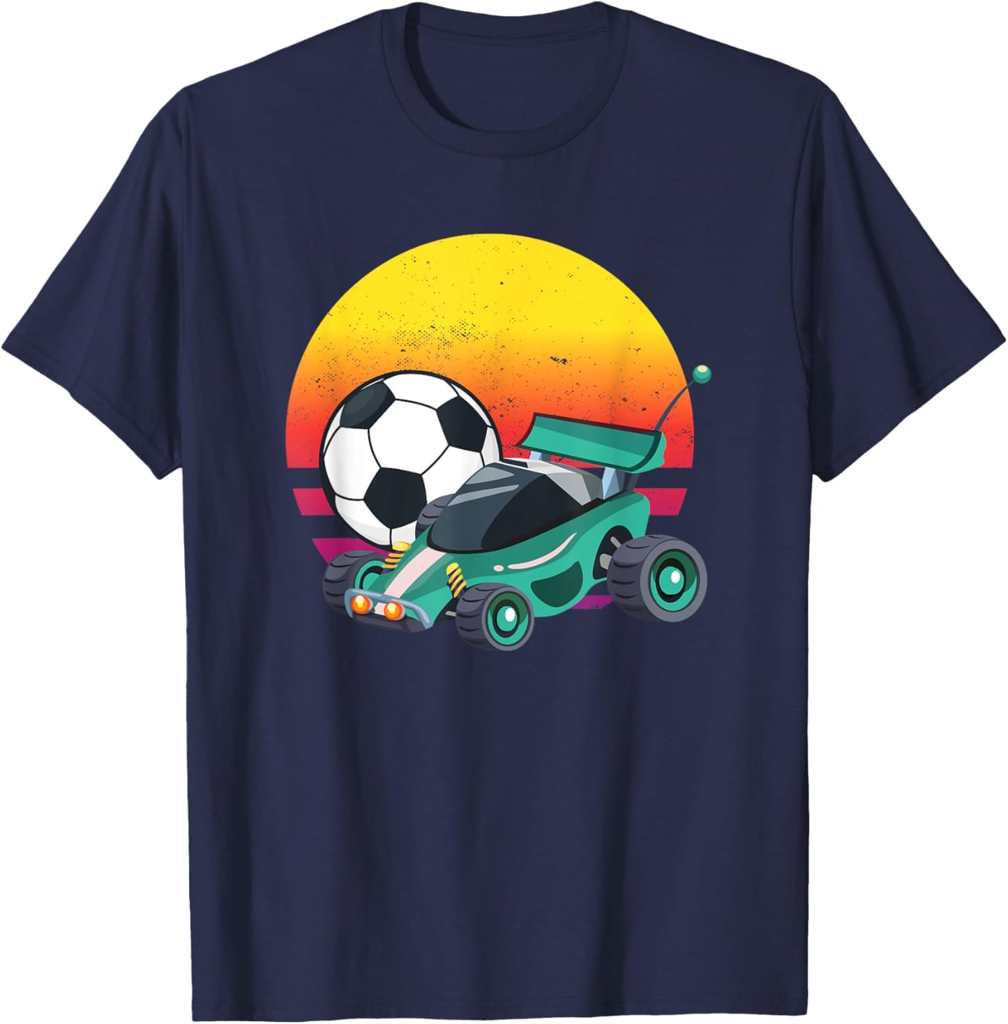 Retro Vintage Rocket RC Soccer Car League T-Shirt - T-Shirt | Navy