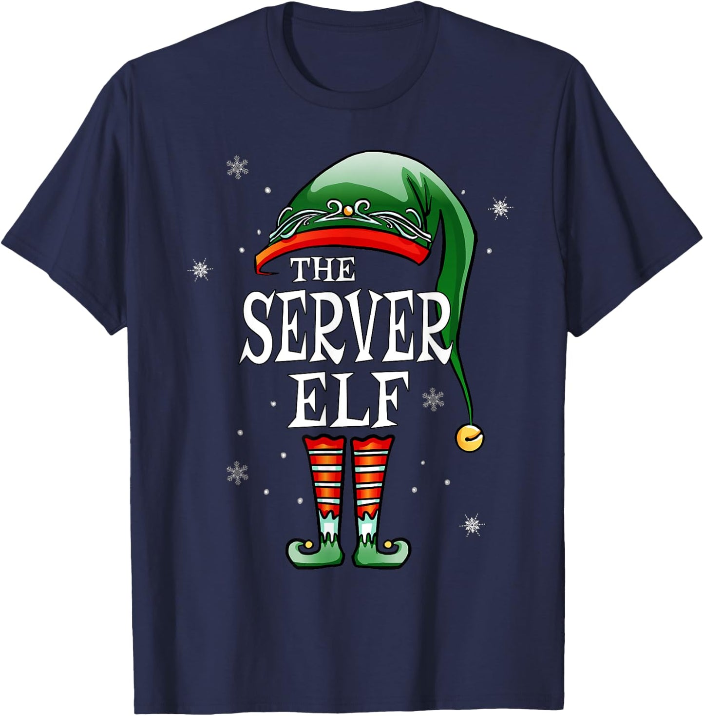 Matching Family Funny The Server Elf Christmas T-Shirt - T-Shirt | Navy
