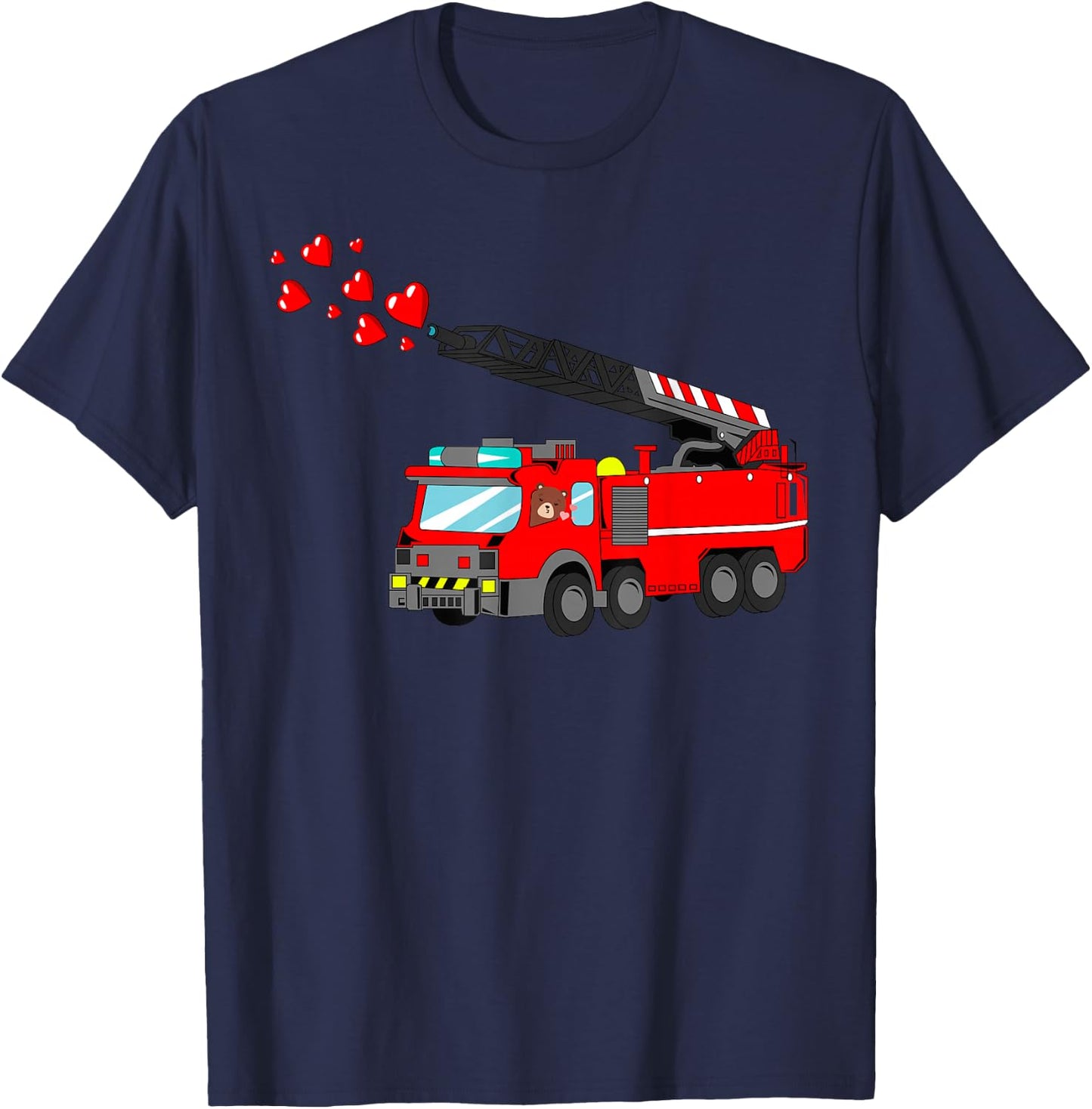 Loads Of Love FireTruck Valentine Day - Firefighter T Shirt T-Shirt - T-Shirt | Navy