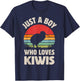 Kiwi Just A Boy Who Loves Kiwis Bird Retro Vintage Sunset T-Shirt - T-Shirt | Navy