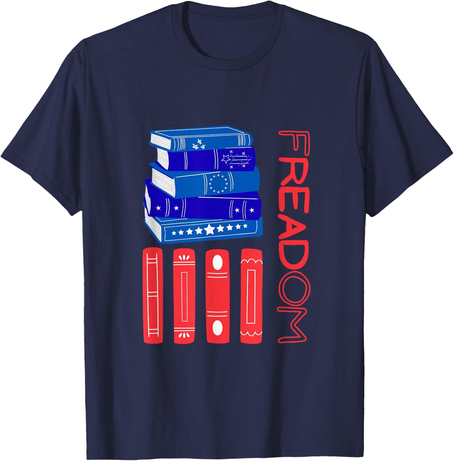 fREADom Freedom 250th USA United States Library Book T-Shirt - T-Shirt | Navy