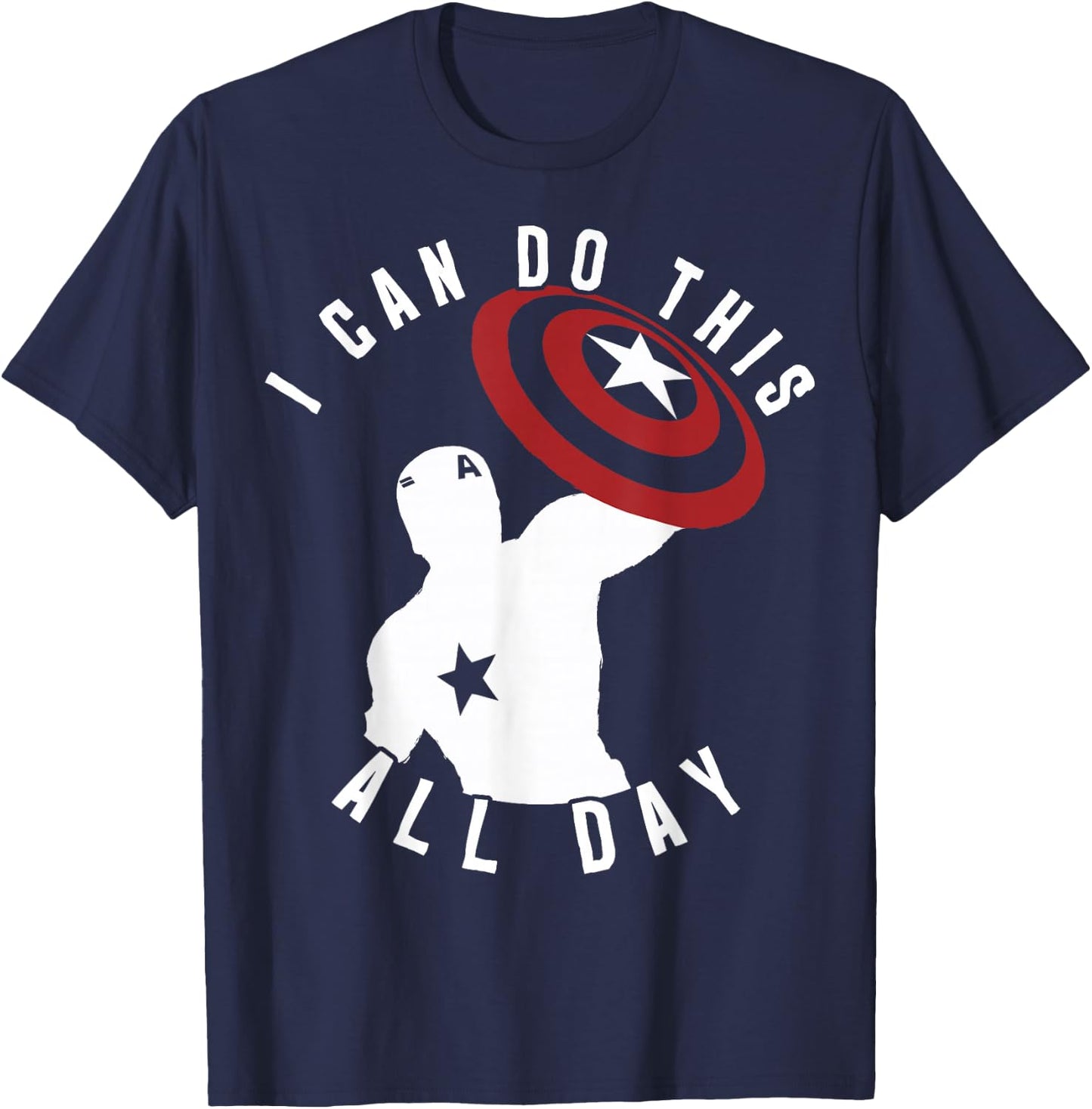 Marvel Captain America I Can Do This All Day Silhouette Small T-Shirt - T-Shirt | Navy