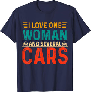 Garage Guys I Love One Woman & Several Cars Mechanic Engine T-Shirt - T-Shirt | Navy