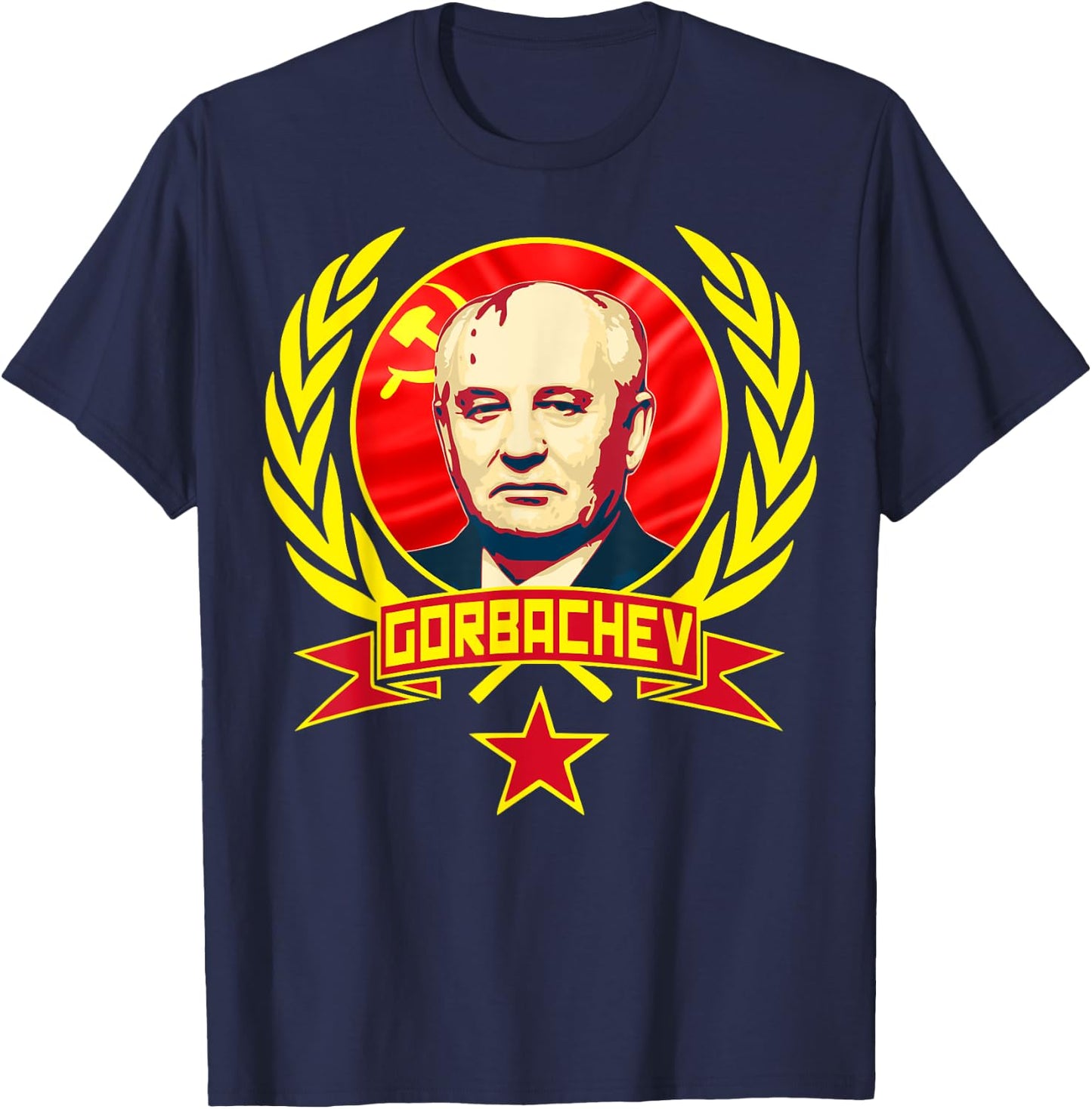 Mikhail Gorbachev Soviet Communism Propaganda T-Shirt - T-Shirt | Navy