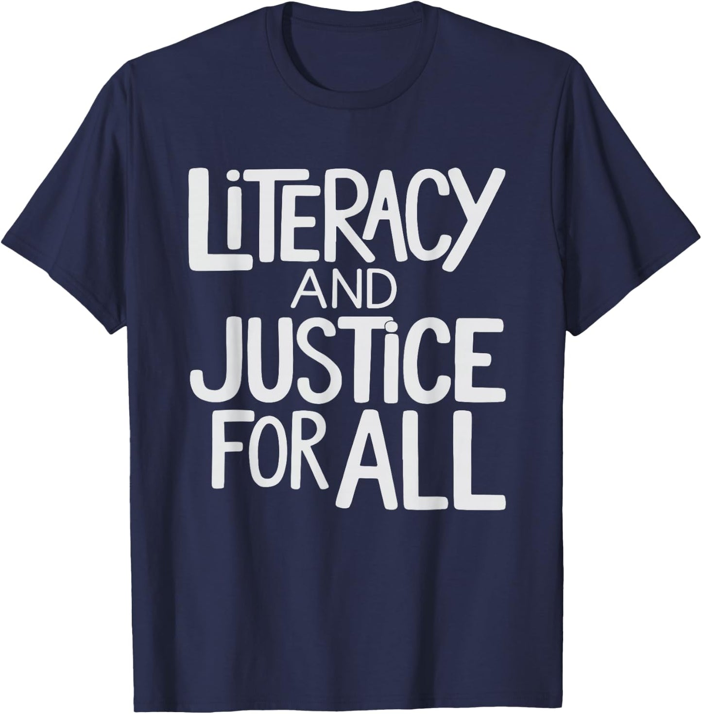 Reading Book Club Literacy and Justice for All Librarian T-Shirt - T-Shirt | Navy