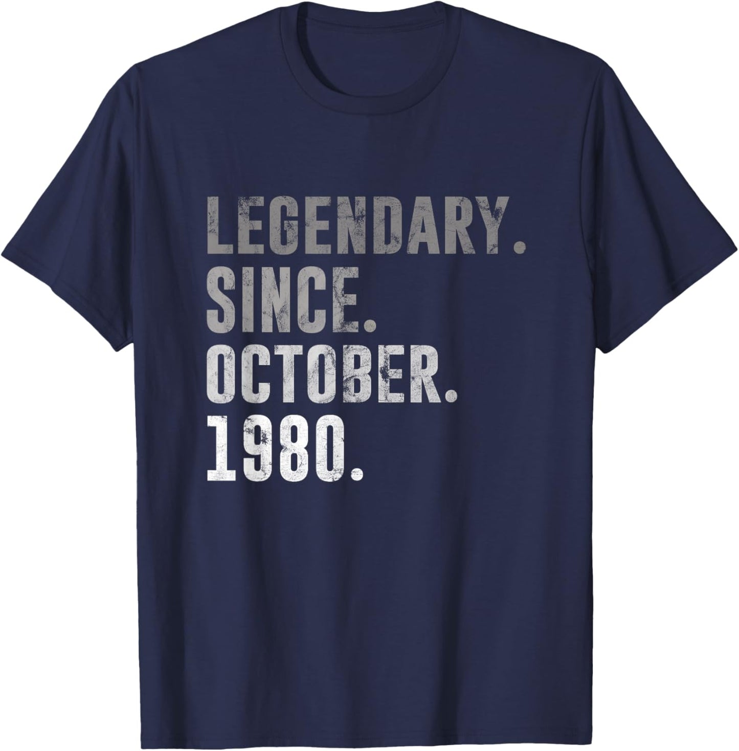 45th Birthday Vintage Legendary Since October 1980 T-Shirt - T-Shirt | Navy