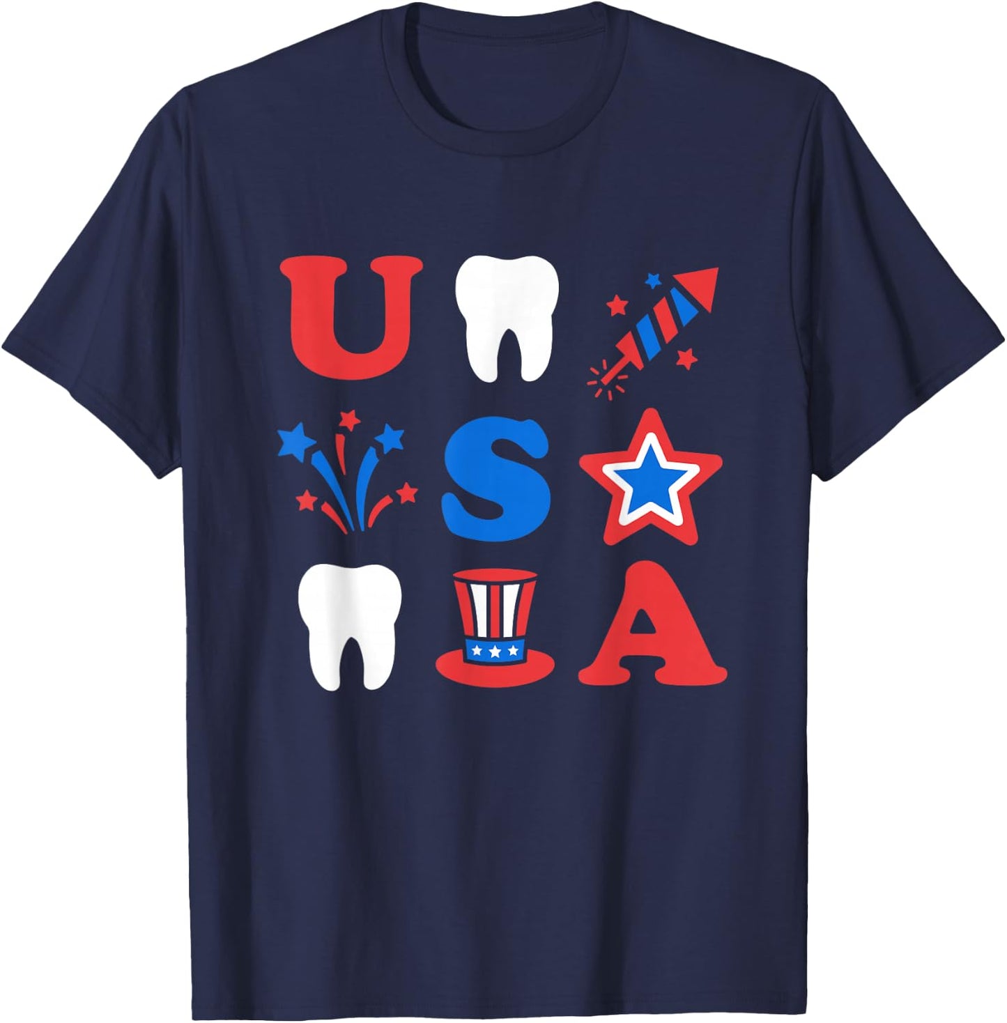 4th of July dental patriotic Memorial Day USA T-Shirt - T-Shirt | Navy
