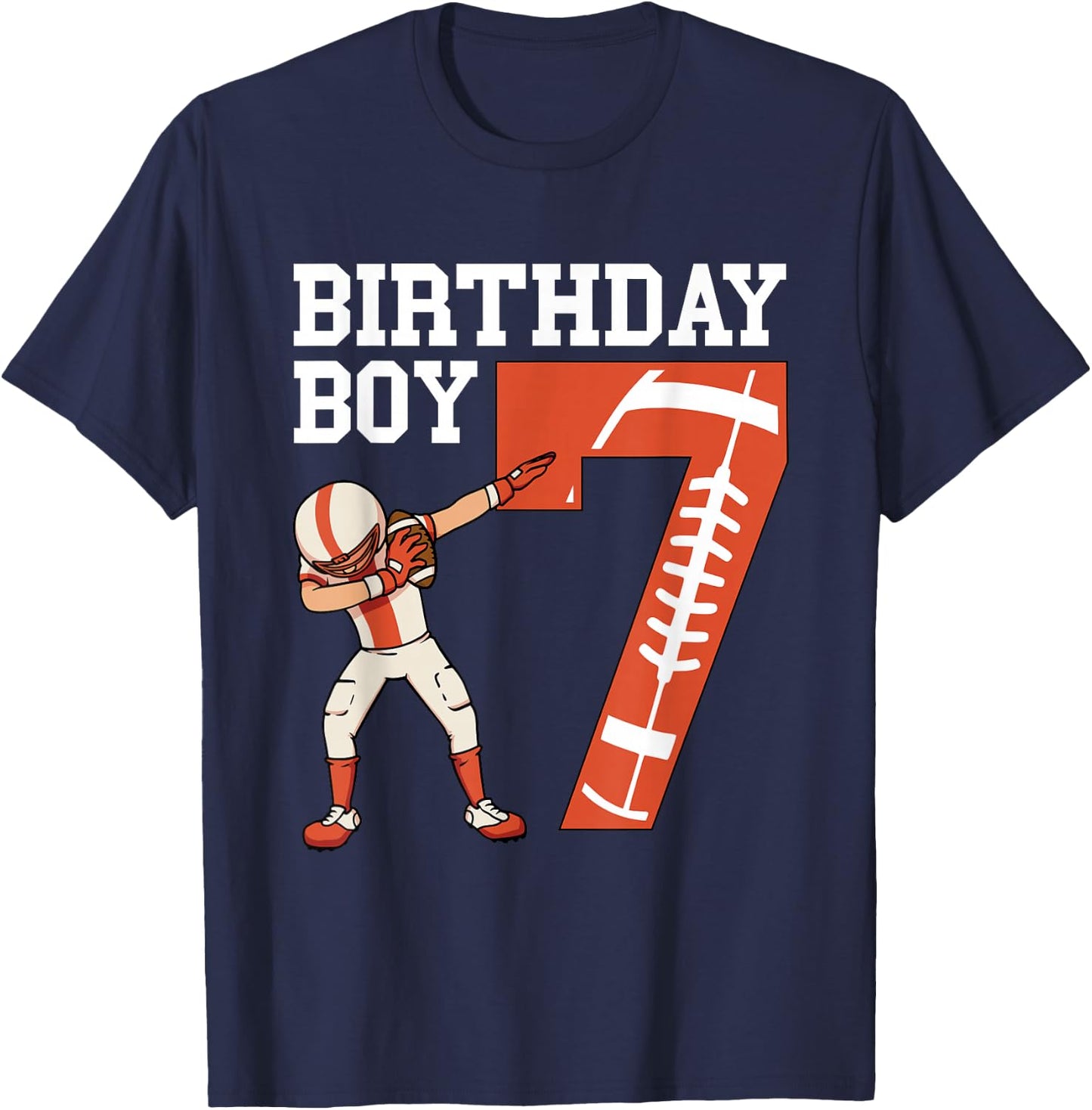 7 Years Old Boy Football Player 7th Football Birthday Boys T-Shirt - T-Shirt | Navy