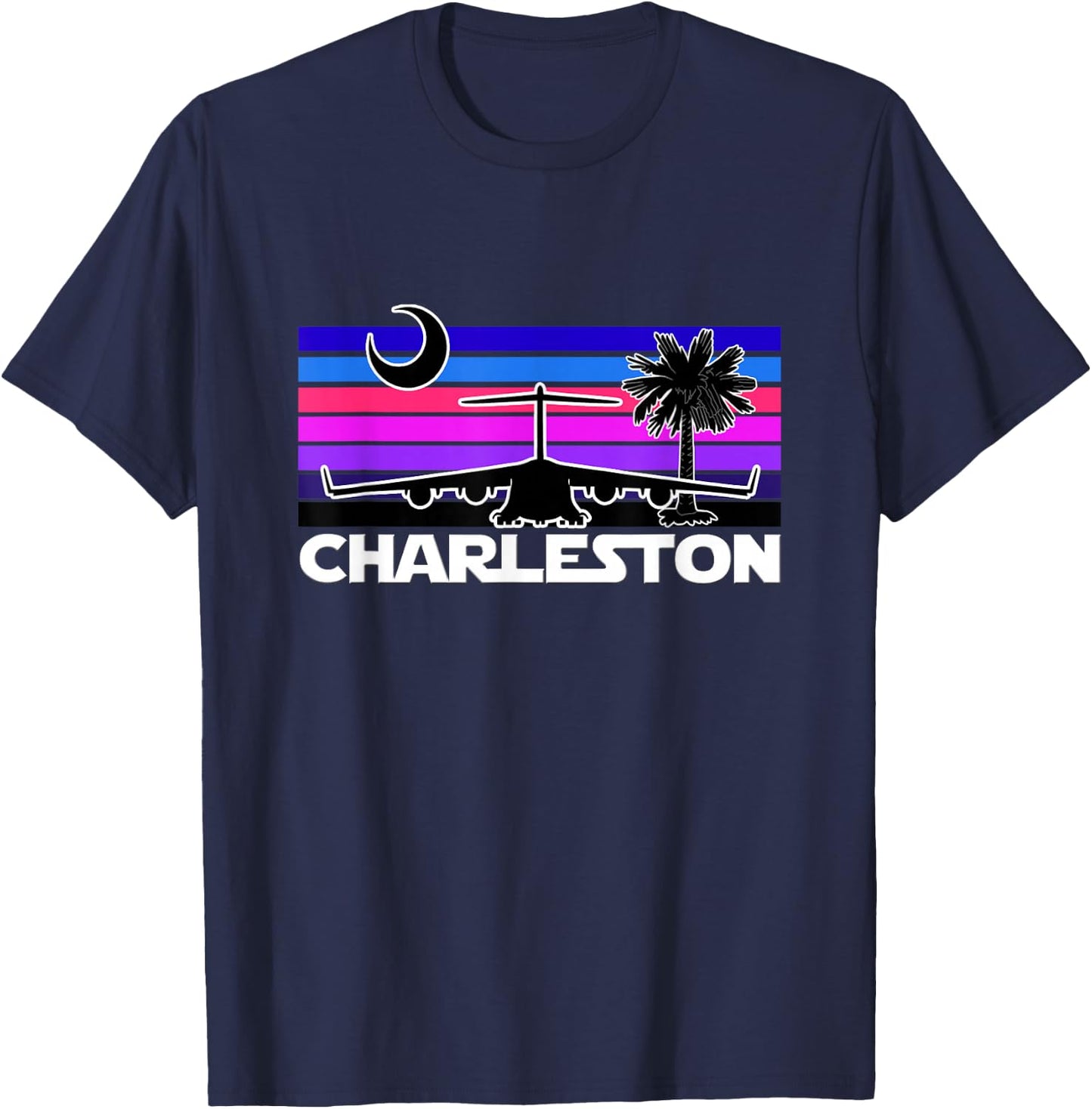 Charleston Straight Sunset Airlift Globemaster III Airplane T-Shirt - T-Shirt | Navy