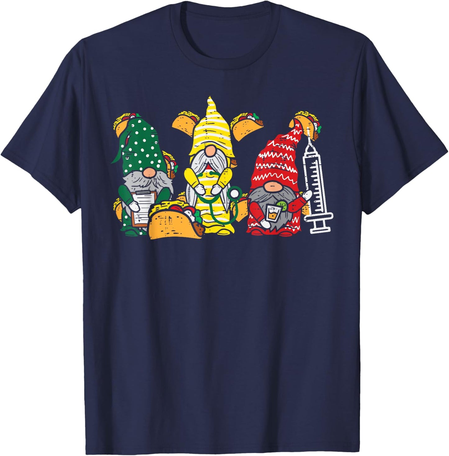 Mexican Gnomes Nurse Cinco De Mayo Nurse Women Scrub Top T-Shirt - T-Shirt | Navy