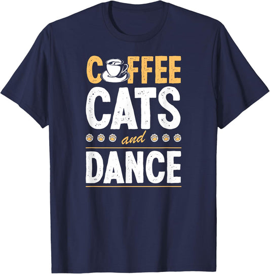 Coffee Cats And Ballet Dance Instructor Cat Lover T-Shirt - T-Shirt | Navy