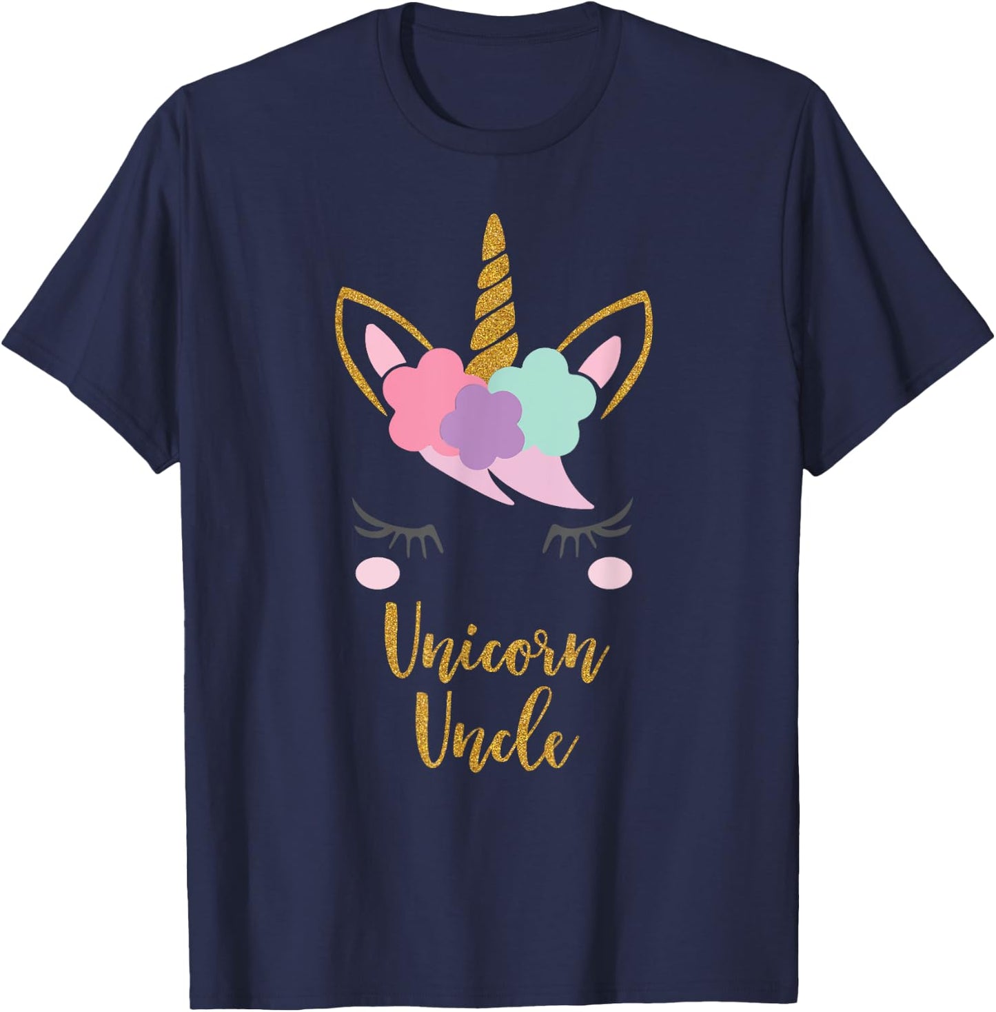 Unicorn Uncle Shirt, Uncle of the Birthday Girl Gift T-Shirt - T-Shirt | Navy