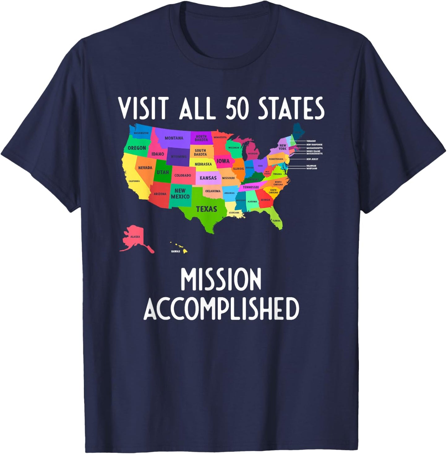 Visit All 50 States map Shirt USA Travel Gift T-Shirt - T-Shirt | Navy