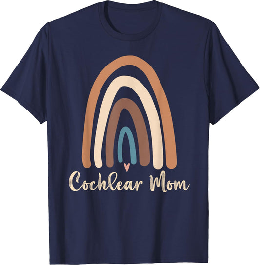 Cochlear Mom Cute Deaf Pride Cochlear Implant Awareness T-Shirt - T-Shirt | Navy