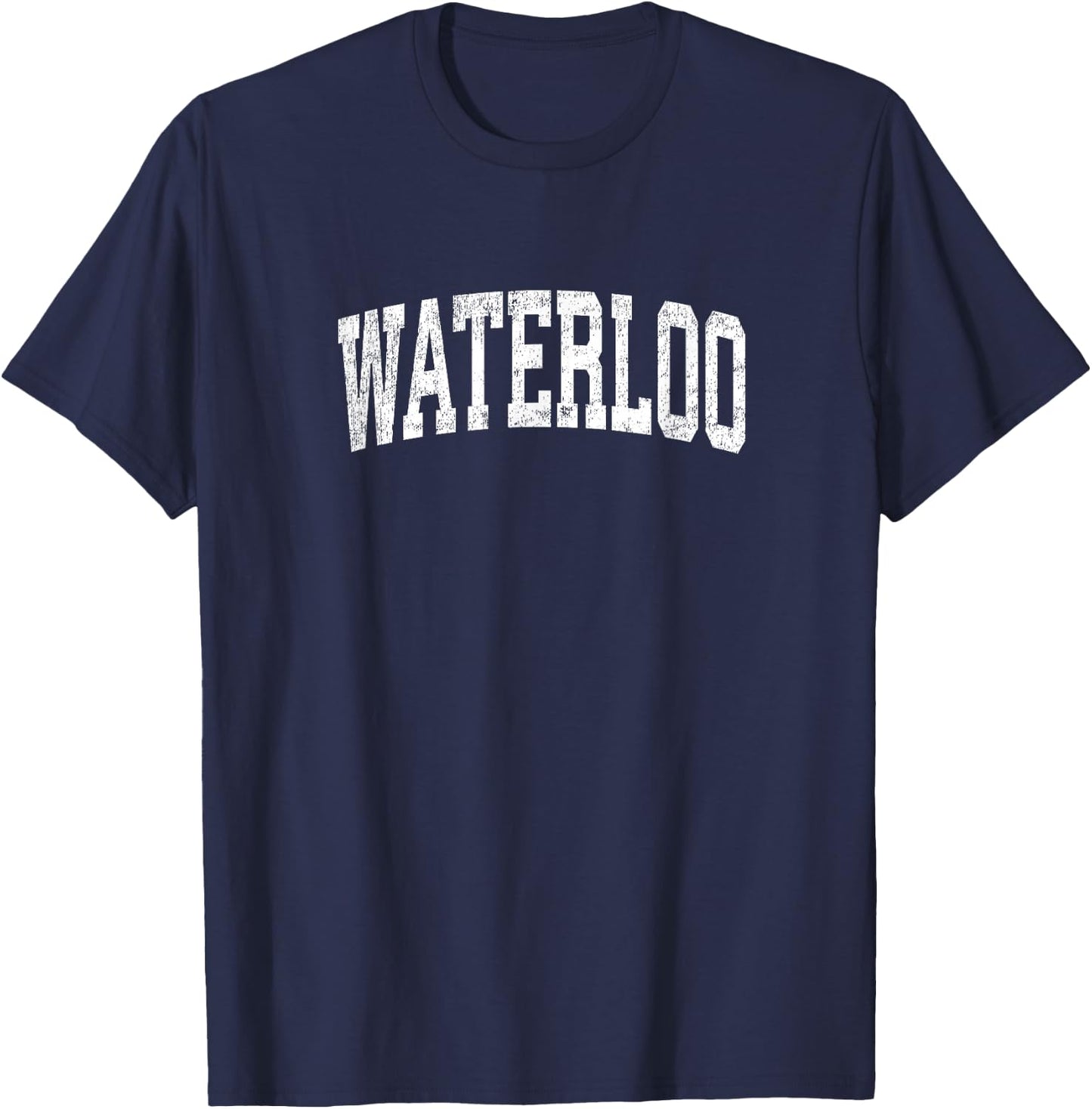 Waterloo Iowa IA Vintage Athletic Sports Design T-Shirt - T-Shirt | Navy