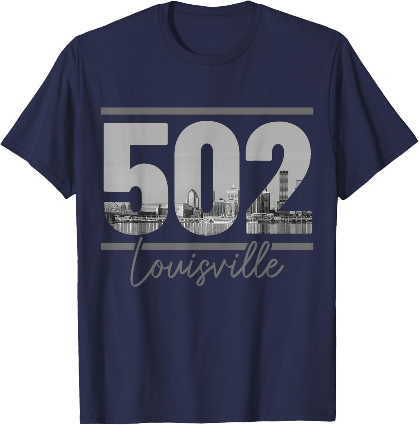 Louisville 502 Area Code Skyline Kentucky Pride Vintage T-Shirt - T-Shirt | Navy