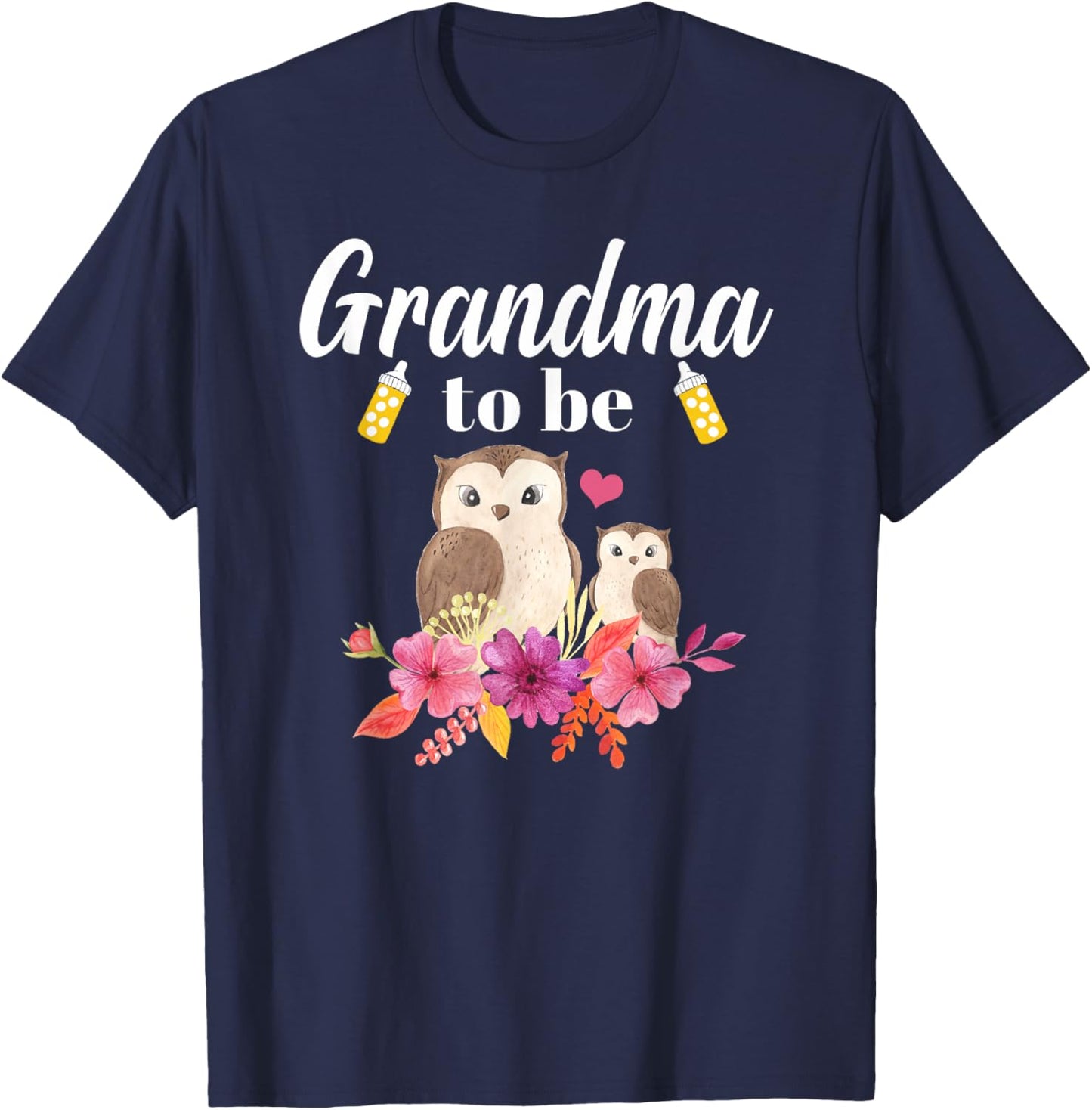 Grandma To Be Owl Baby Shower T-Shirt - T-Shirt | Navy
