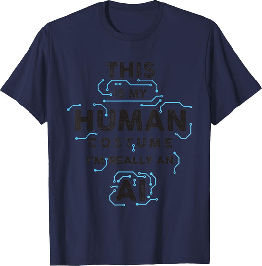 This is My Human Costume I am Really an AI, for AI Lovers T-Shirt - T-Shirt | Navy