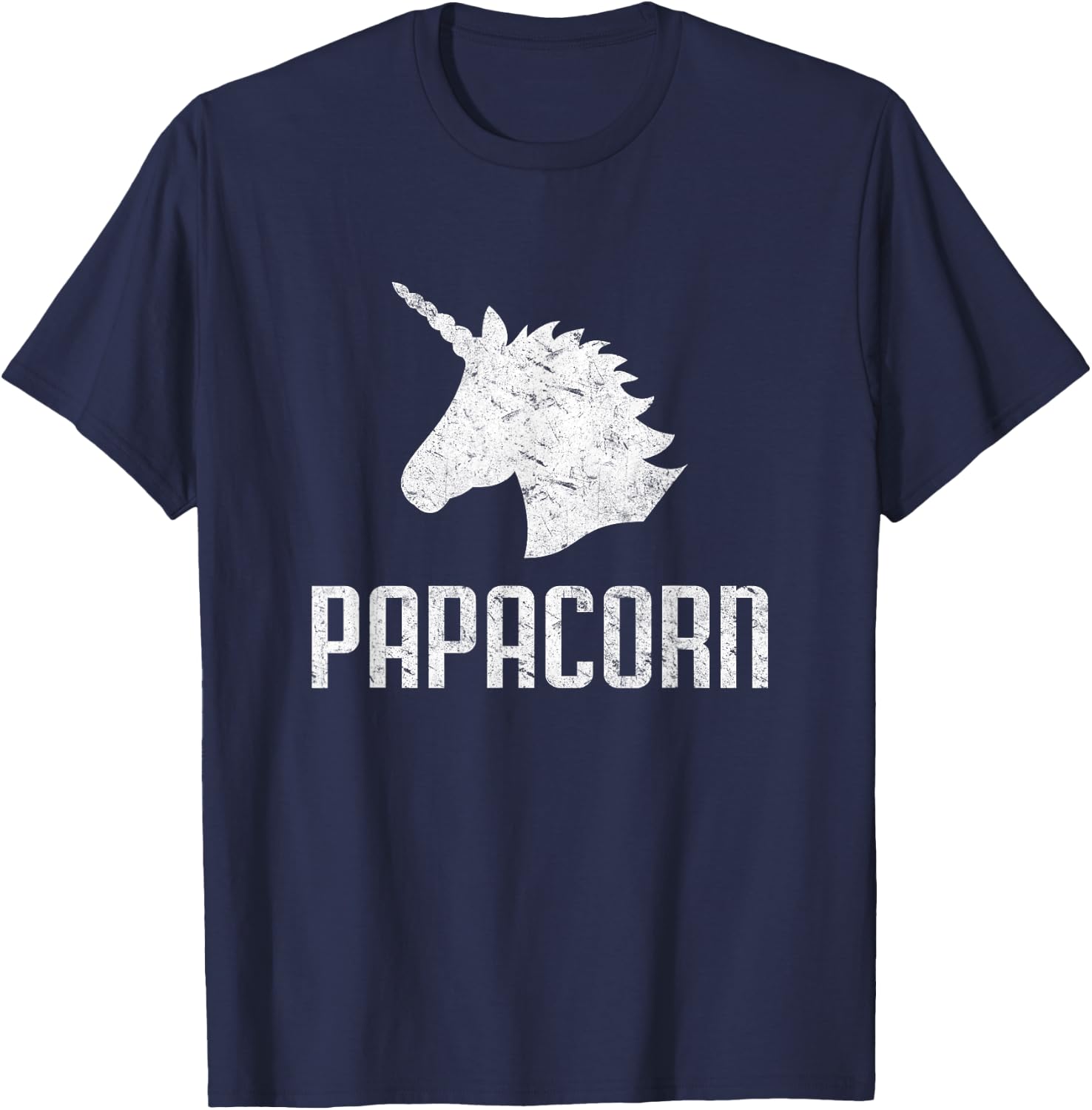 Papa Corn Unicorn Dad Funny Matching Birthday Party T-Shirt - T-Shirt | Navy