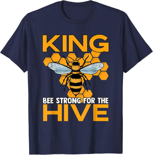 King Bee Strong For The Hive Bumblebees Honeycombs T-Shirt - T-Shirt | Navy