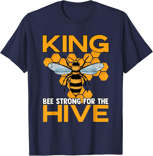 King Bee Strong For The Hive Bumblebees Honeycombs T-Shirt - T-Shirt | Navy