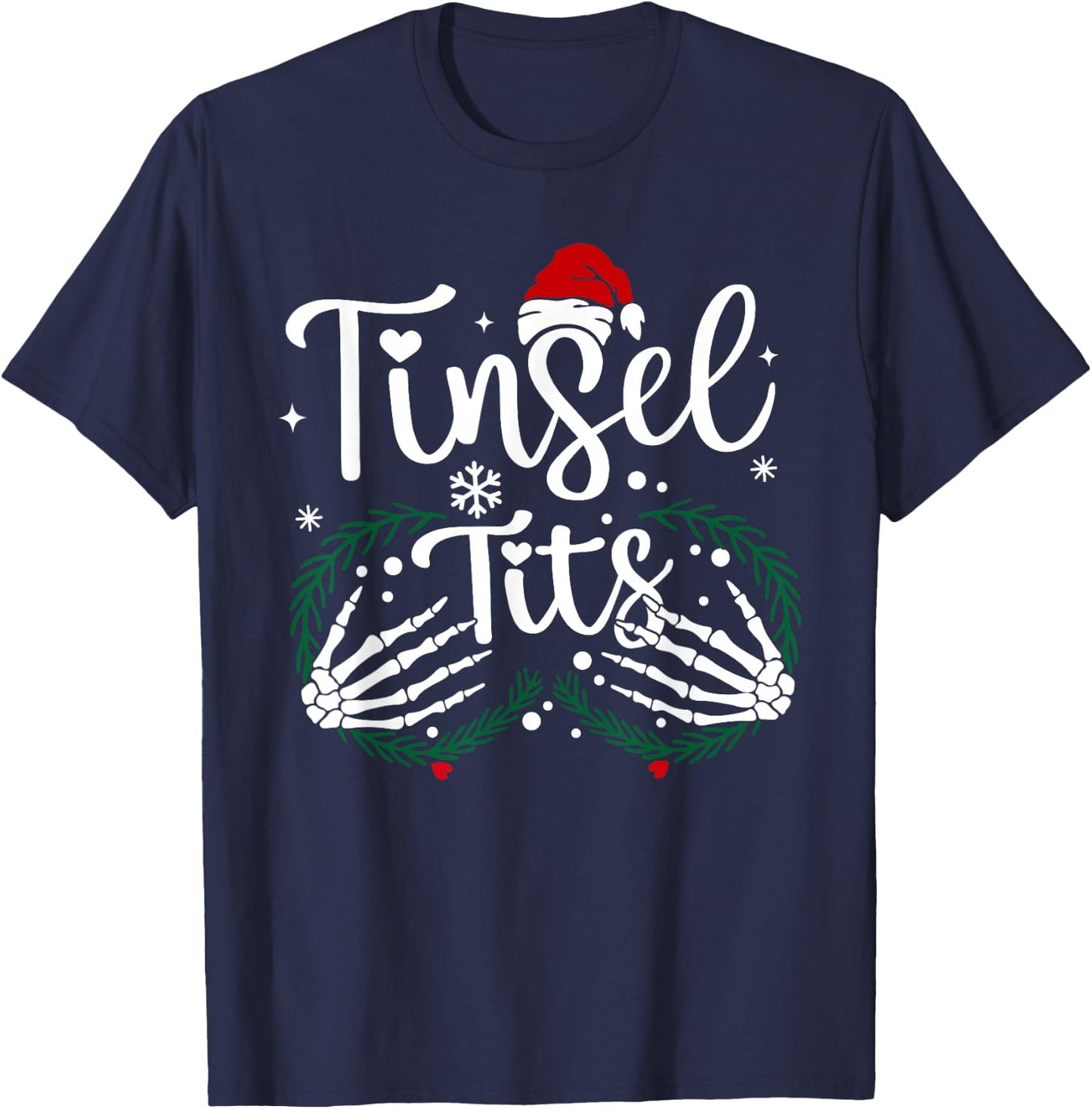 Tinsel Tits And Jingle Balls Funny Matching Christmas Couple T-Shirt - T-Shirt | Navy