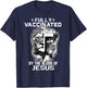 Lion Jesus Cross Fully Vaccinated By The Blood Of Jesus T-Shirt - T-Shirt | Navy