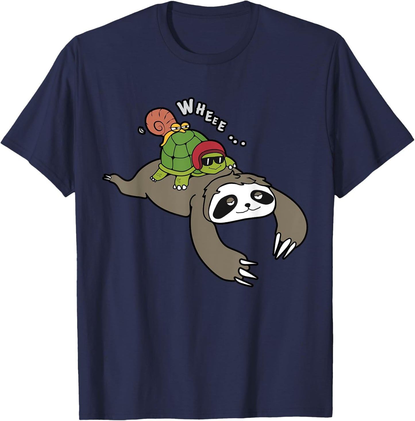 Sloth, Turtle And Snail Piggyback Take It Slow Shirt T-Shirt - T-Shirt | Navy