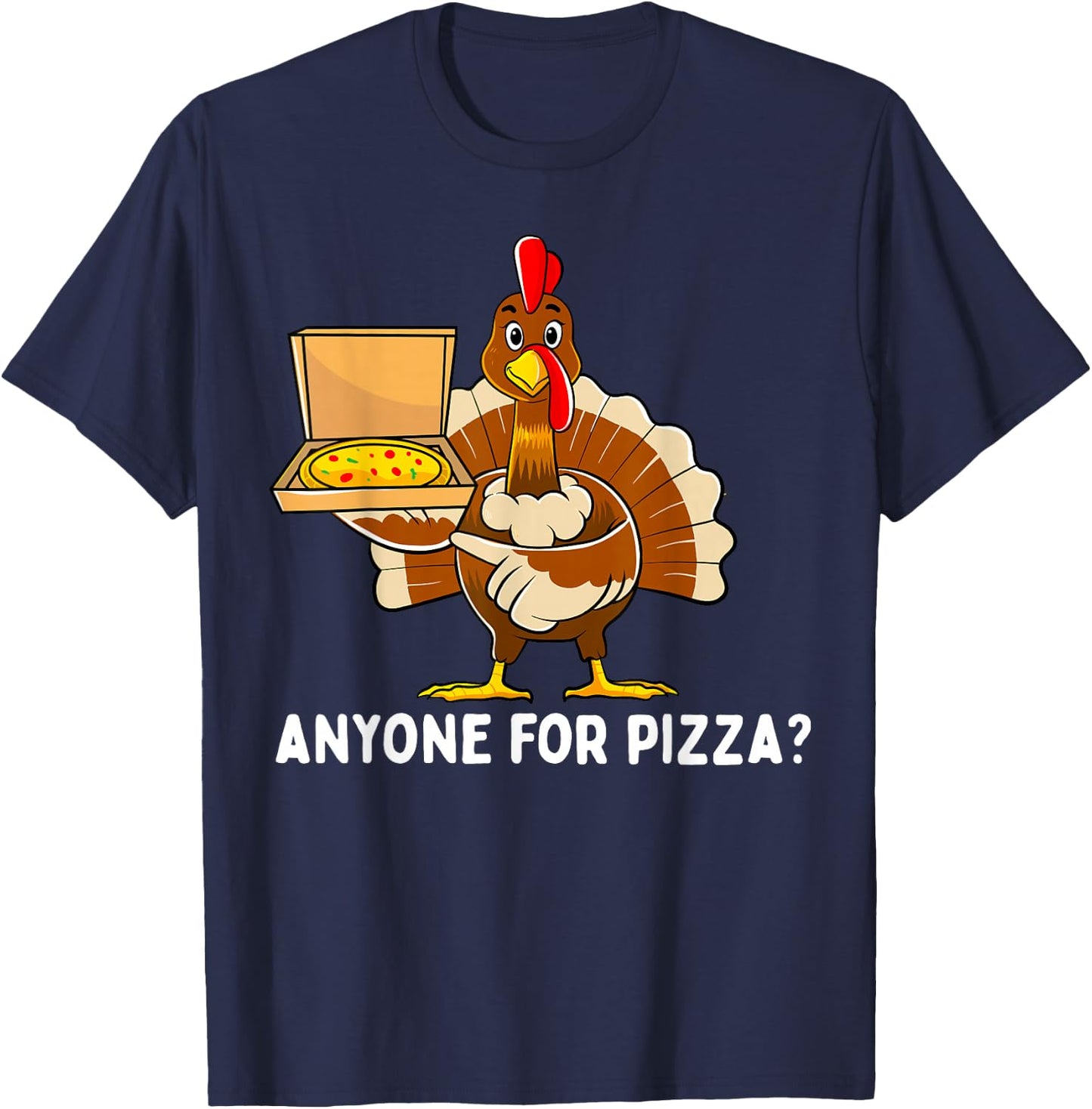 Funny Thanksgiving Turkey Pizza Men Kids Boys Gift T-Shirt - T-Shirt | Navy