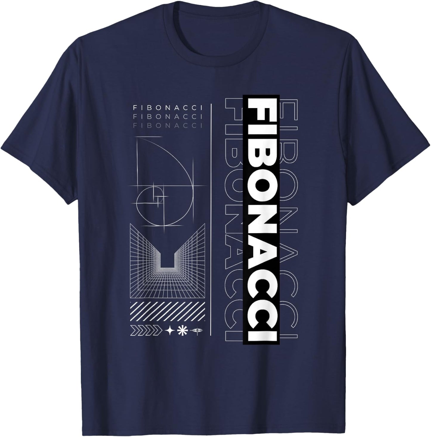 Fibonacci Golden Spiral T-Shirt - T-Shirt | Navy