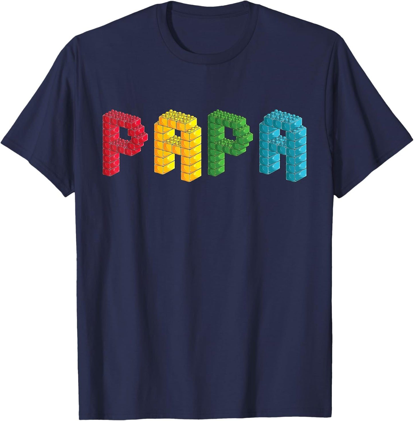 Papa Master Builder Building Bricks Blocks Family Set T-Shirt - T-Shirt | Navy