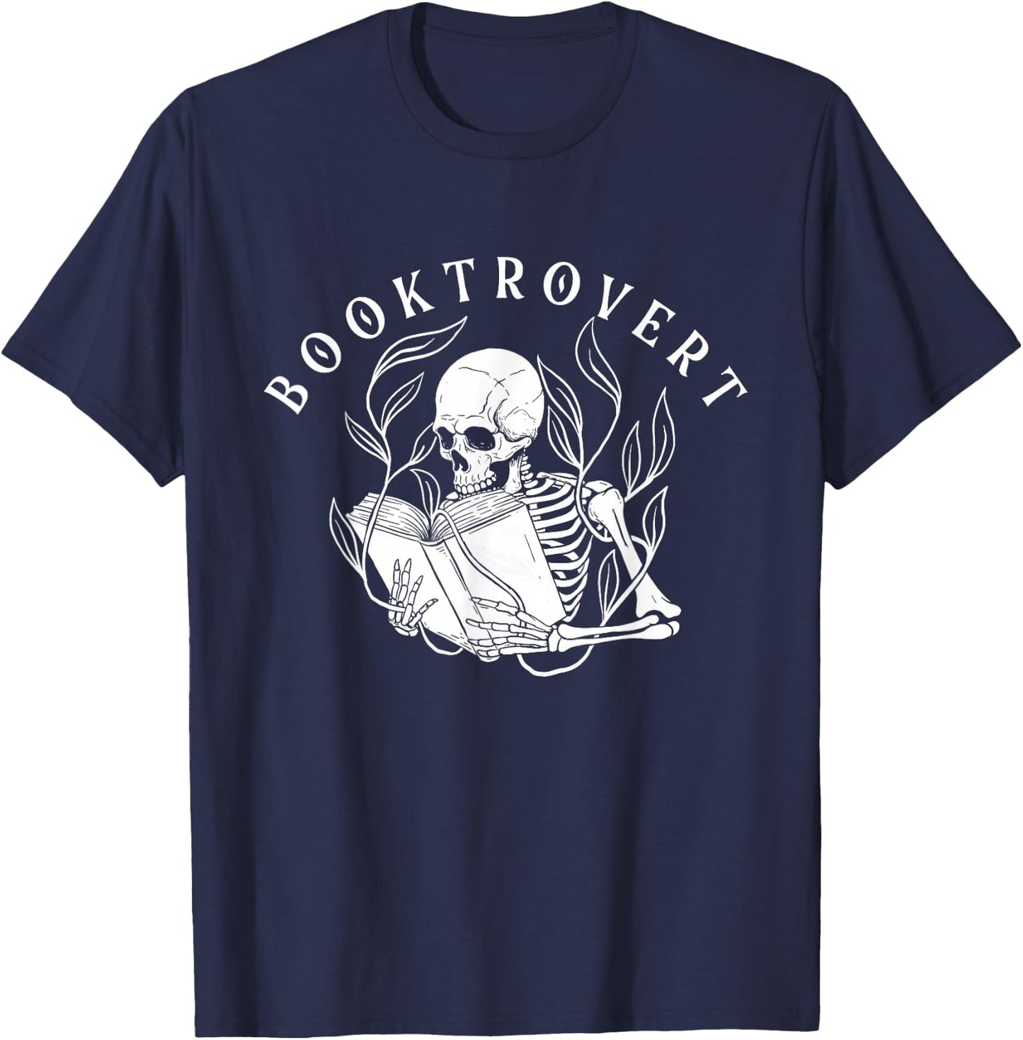 Booktrovert - Skeleton Book Lover Bookish Bookworm Reading T-Shirt - T-Shirt | Navy
