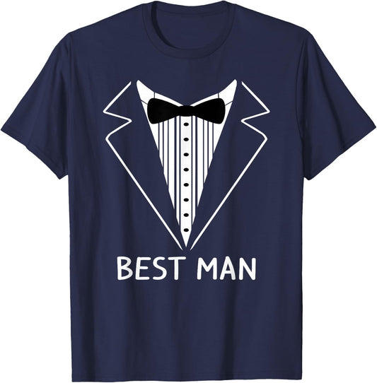 Best Man Wedding Tux Bachelor Ceremony Groom T-Shirt - T-Shirt | Navy
