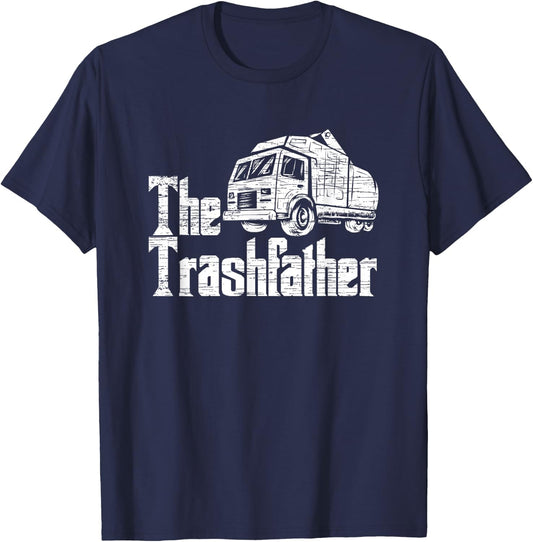 Garbage Day Recycling & Garbage Man Designs - The Trashfather - Garbage Truck - -Adults, Kids - Black - Small - Short Sleeve T-Shirt - T-Shirt | Navy