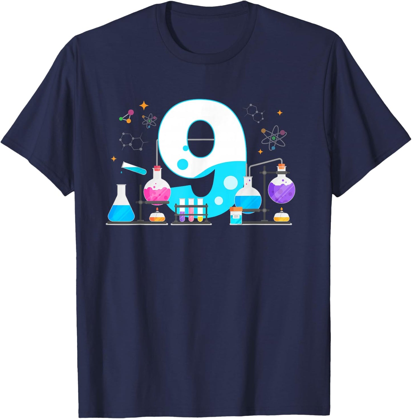 9 Year Old Kids Scientist 9th Birthday Kids Science T-Shirt - T-Shirt | Navy