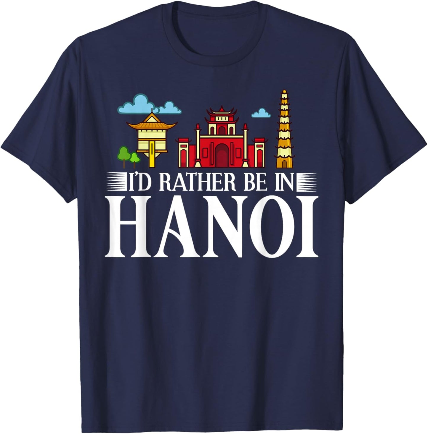 Hanoi Vietnam City Skyline Map Travel T-Shirt - T-Shirt | Navy