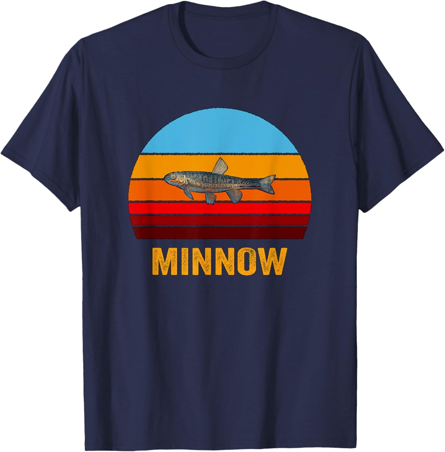 Retro Vintage Style Sunset Minnow T-Shirt - T-Shirt | Navy