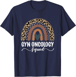 Gyn Oncology Squad, Leopard Rainbow Gyn Oncology Nurse T-Shirt - T-Shirt | Navy