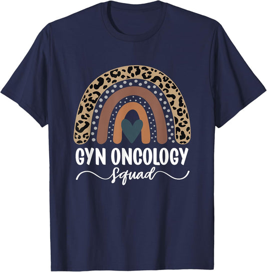 Gyn Oncology Squad, Leopard Rainbow Gyn Oncology Nurse T-Shirt - T-Shirt | Navy