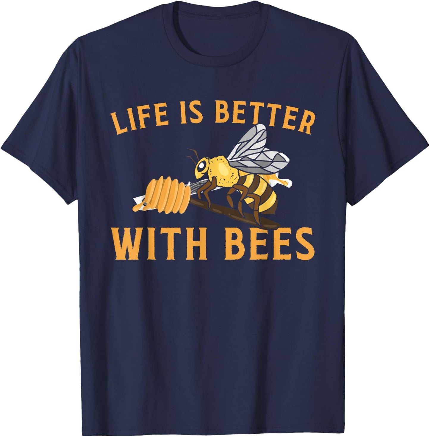 Cool Bee Design Women Honey Bumble Bee Beekeeping T-Shirt - T-Shirt | Navy