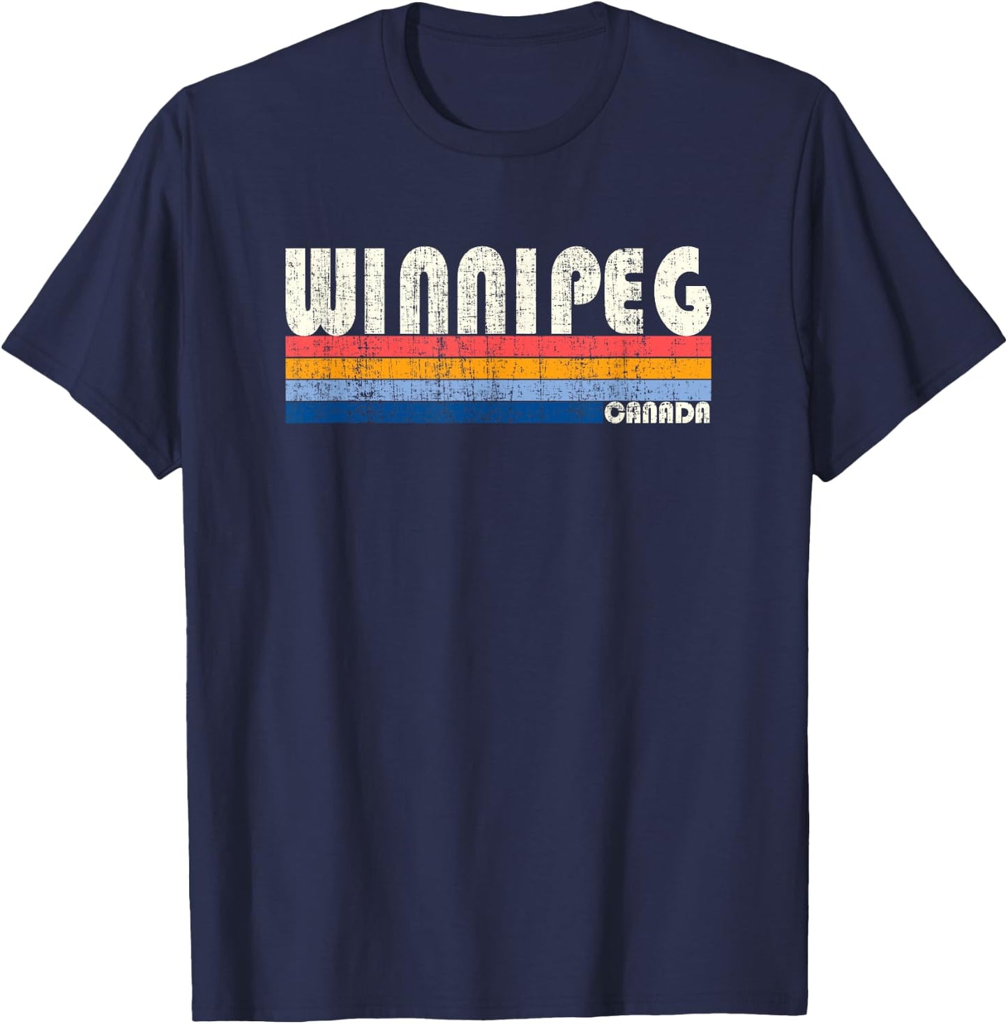 Retro Vintage 70s 80s Style Winnipeg, Canada T-Shirt - T-Shirt | Navy