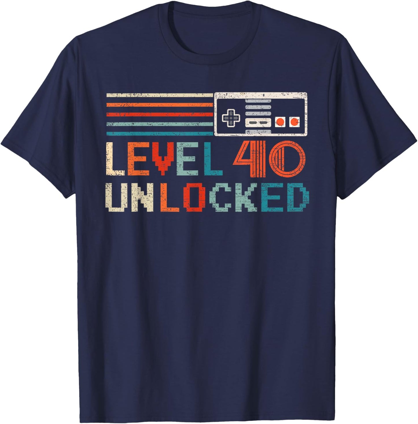 Unlocked Level 40 Birthday Boy Video Game Controller T-Shirt - T-Shirt | Navy