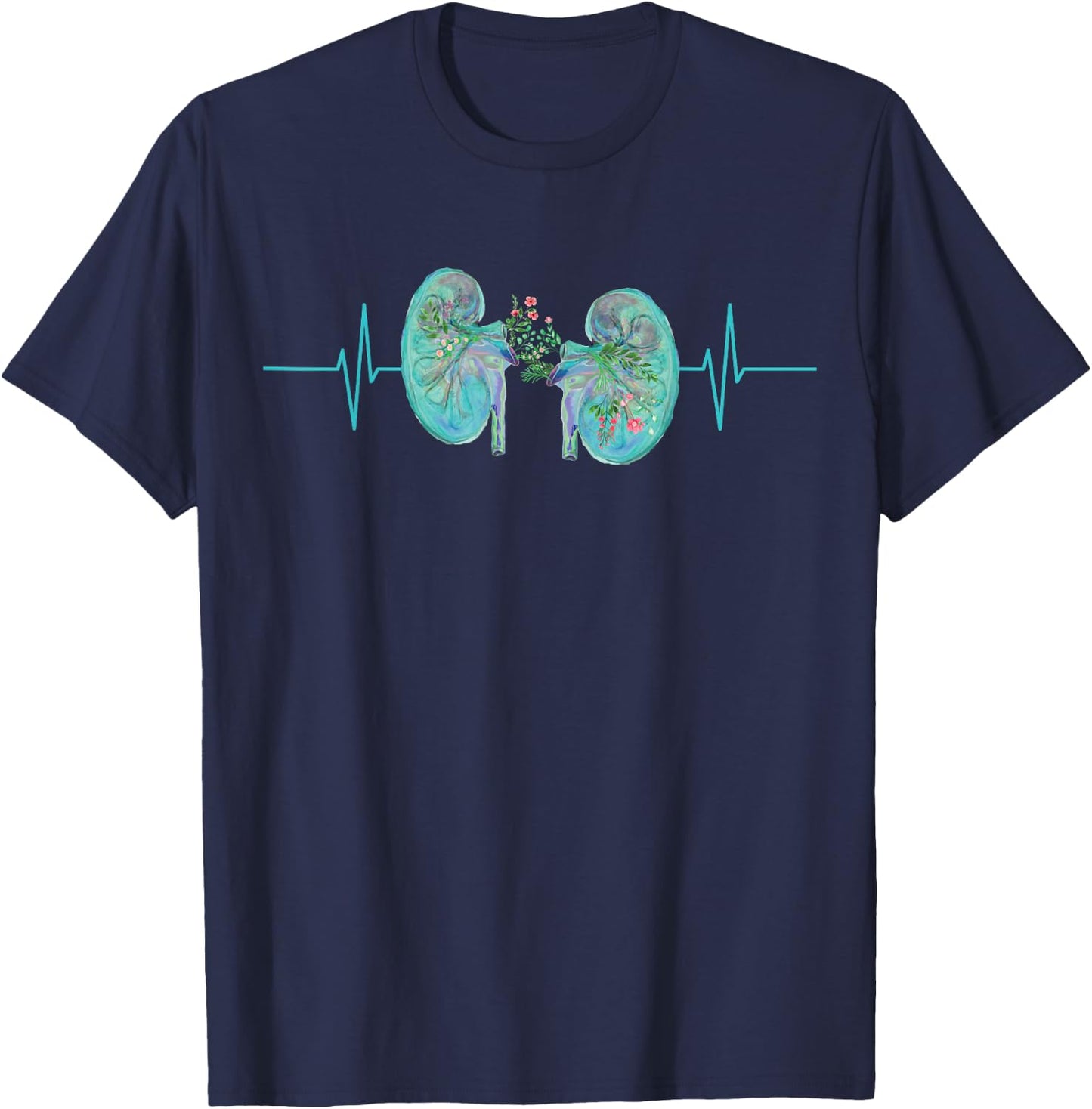 Nephrology Nurse Dialysis Technician Kidney Heartbeat RN T-Shirt - T-Shirt | Navy