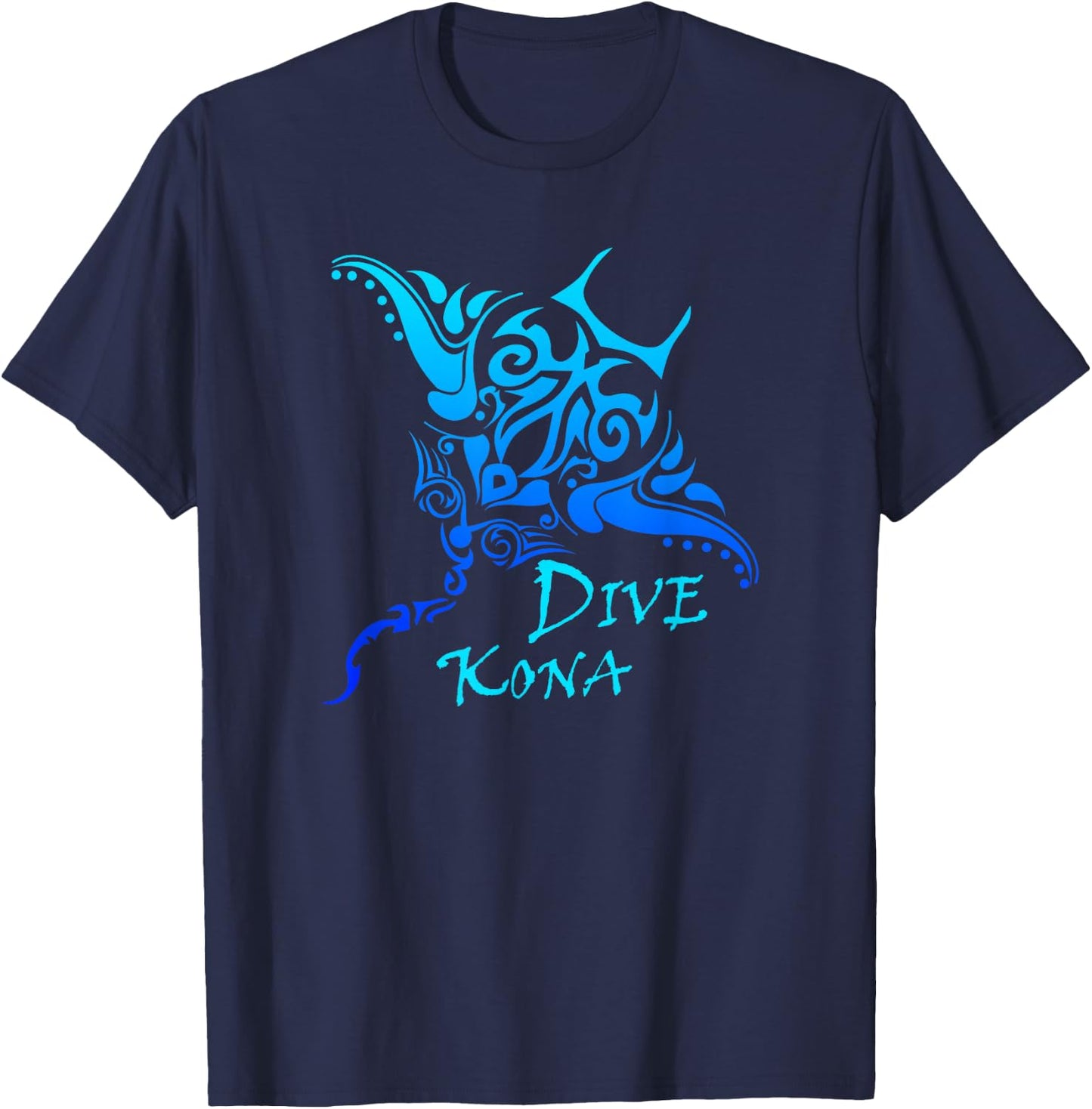 Dive Kona Hawaii Tribal Stingray Polynesian Tattoo T-Shirt - T-Shirt | Navy