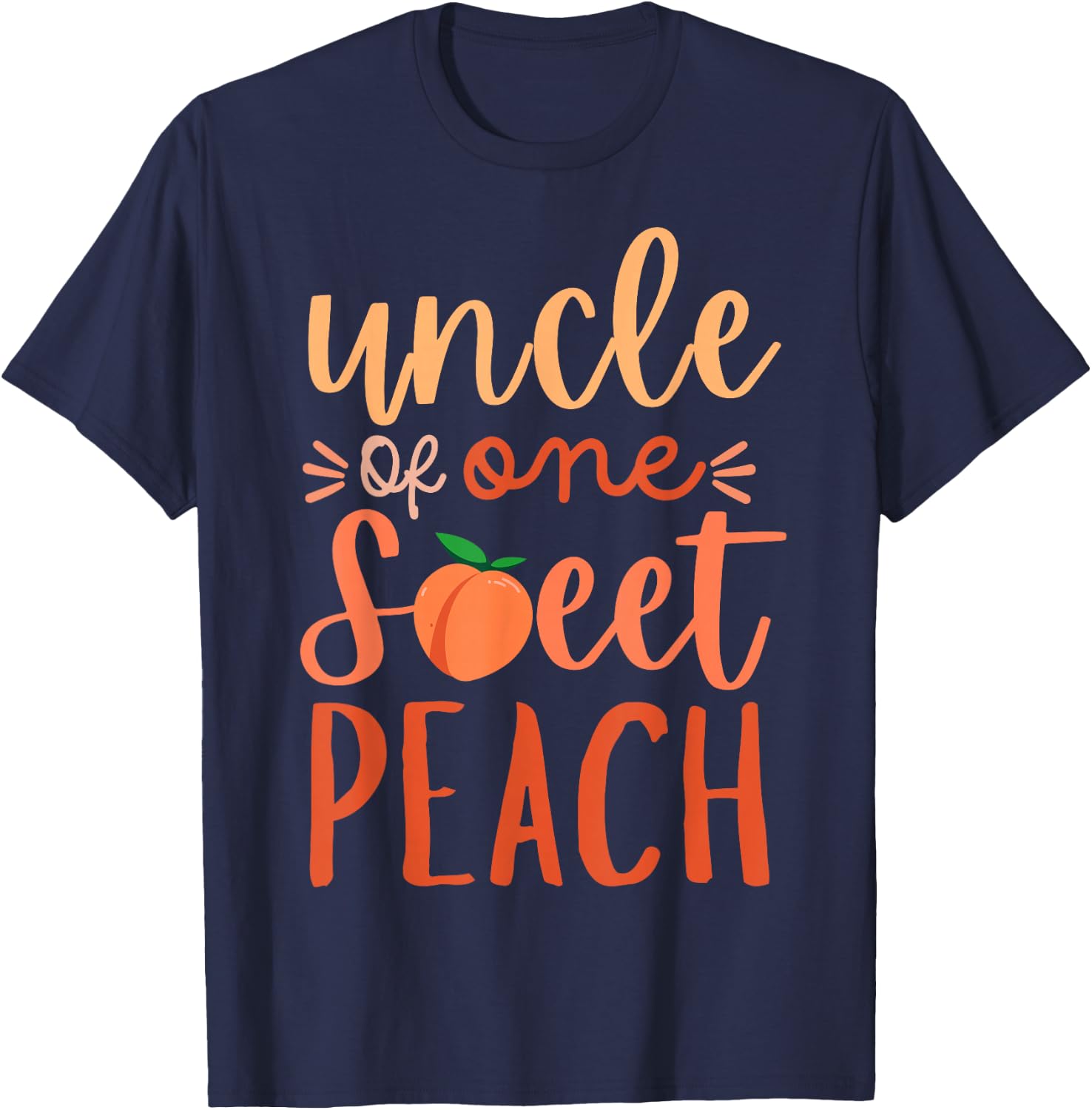 Uncle of The Sweet One Peach 1st Birthday Family Matching T-Shirt - T-Shirt | Navy