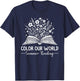 Color Our World Summer Reading 2025 Cute Book Wildflowers T-Shirt - T-Shirt | Navy