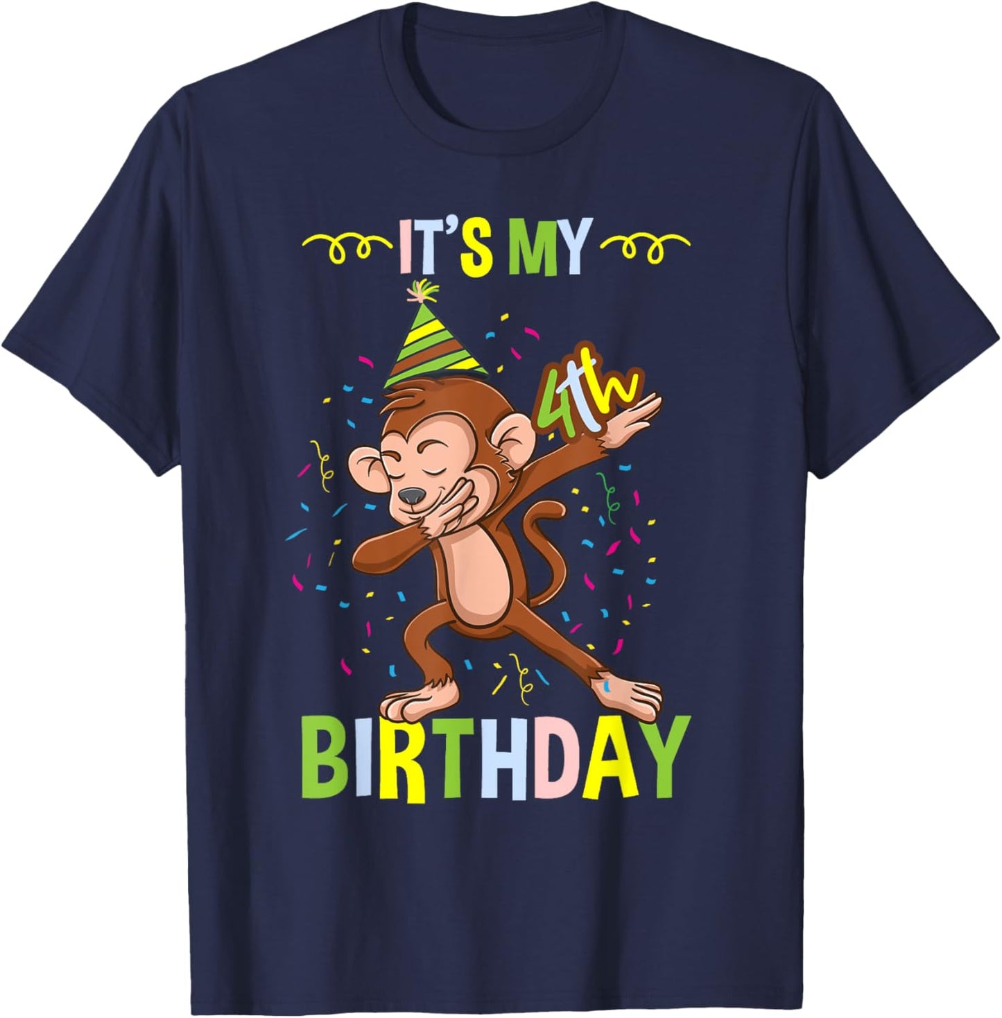 Its My 4th Birthday Monkey T-Shirt - T-Shirt | Navy