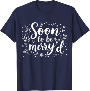 Soon to Be Merry'd Bride Engaged Matching Couples Christmas T-Shirt - T-Shirt | Navy