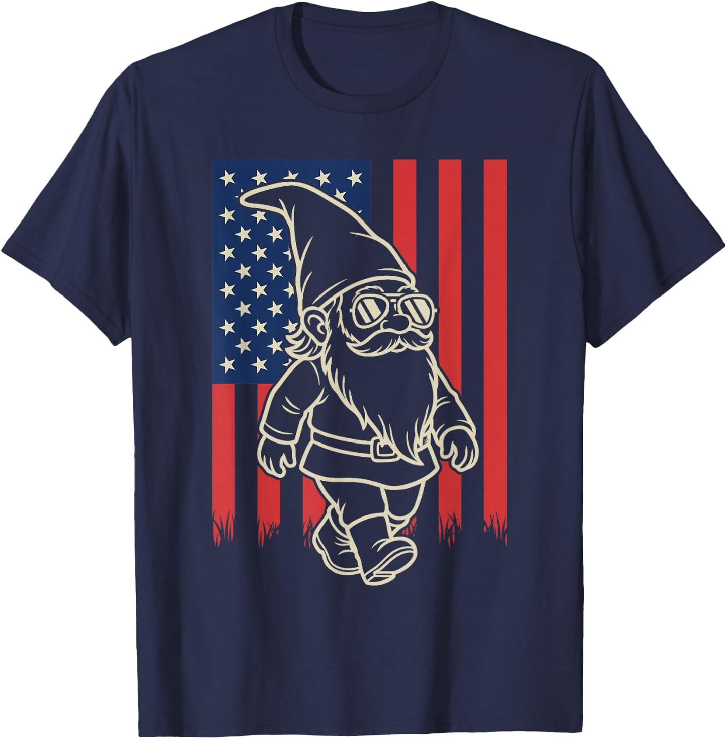 Funny Garden Gnome Lover Gardening 4th of July T-Shirt - T-Shirt | Navy